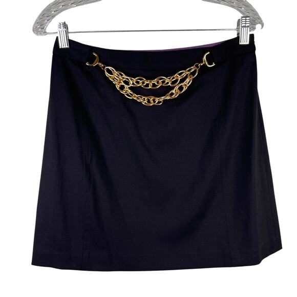 Milly of New York Black Mini Skirt 6 Gold Chain Y2K - Picture 1 of 16
